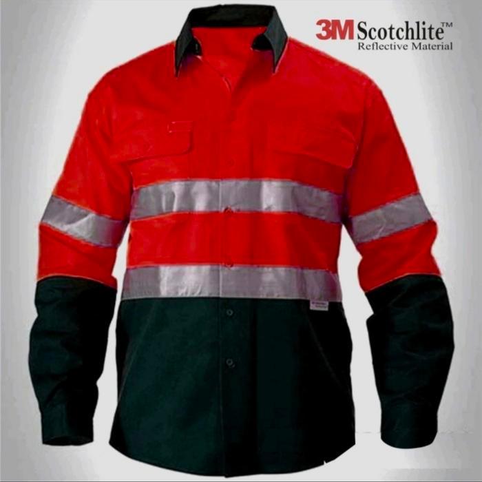 BAJU WEARPACK KERJA SAFETY LAPANGAN PROYEK TAMBANG K3 HSE MERAH NAVY