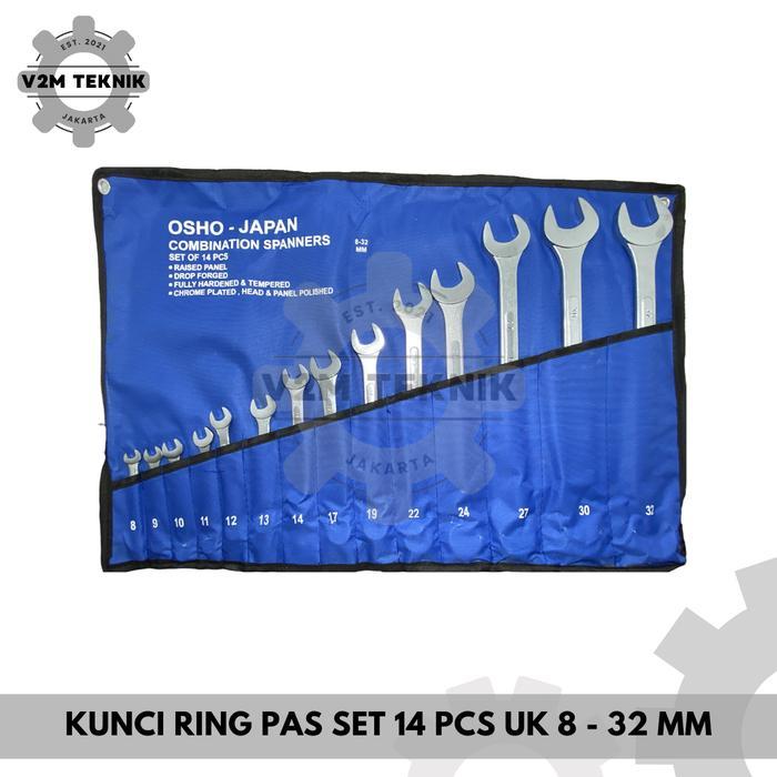 OSHO Kunci Ring Pas 8-32 MM / Ring Pas Serbaguna Set 14 Pcs / Ring Pas Key 8, 10, 11, 12, 13, 14,