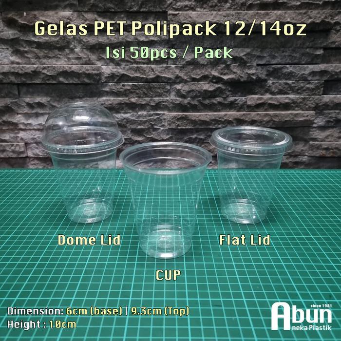Gelas Pet Polipack 14Oz Tebal Isi 50Pcs