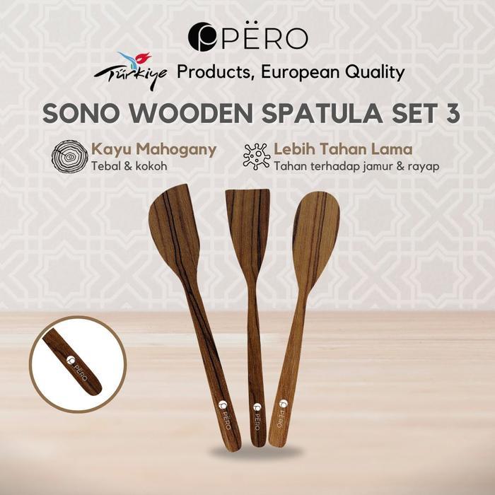 [Exclusive Mak san] Pero Sono Wooden Spatula Set 3 / Set Spatula Kayu