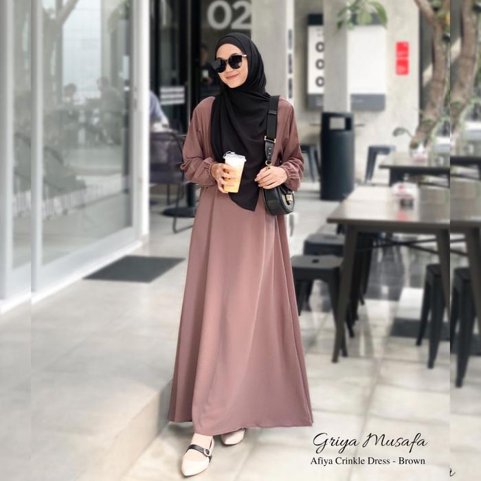 READY Griya Musafa - Pakaian Wanita Muslimah Afiya Abaya Crinkle Yoryu Gamis cantik simpel G00D