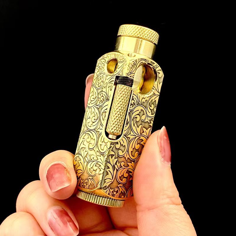 Heavy Trench Handmade Brass Kerosene Lighter Flamido Side Pulley Ignition Special-shaped Lighter