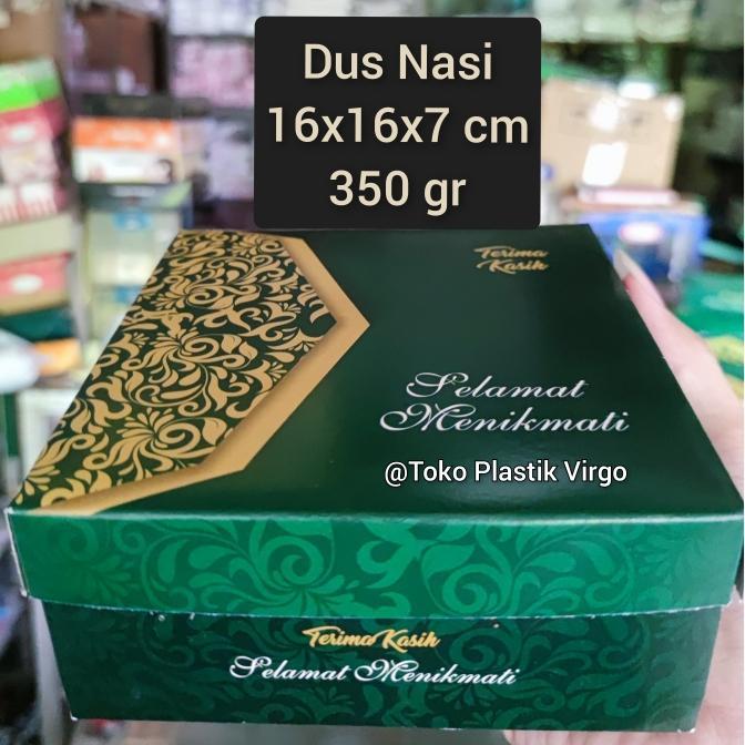 Box / Kardus / Dus Nasi Kue Snack Makanan - 16x16x7 cm - Green Gold