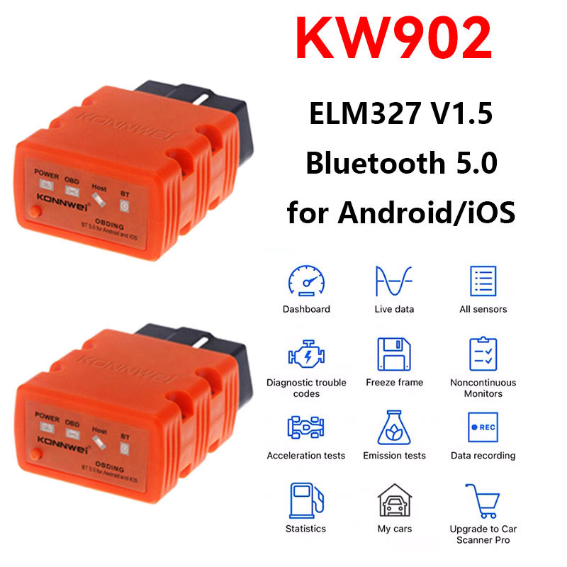 KONNWEI KW902 Bluetooth 5.0 ELM327 V1.5 Auto Scanner OBD2 Car Diagnostic Tools ELM 327 V 1 5 OBD 2