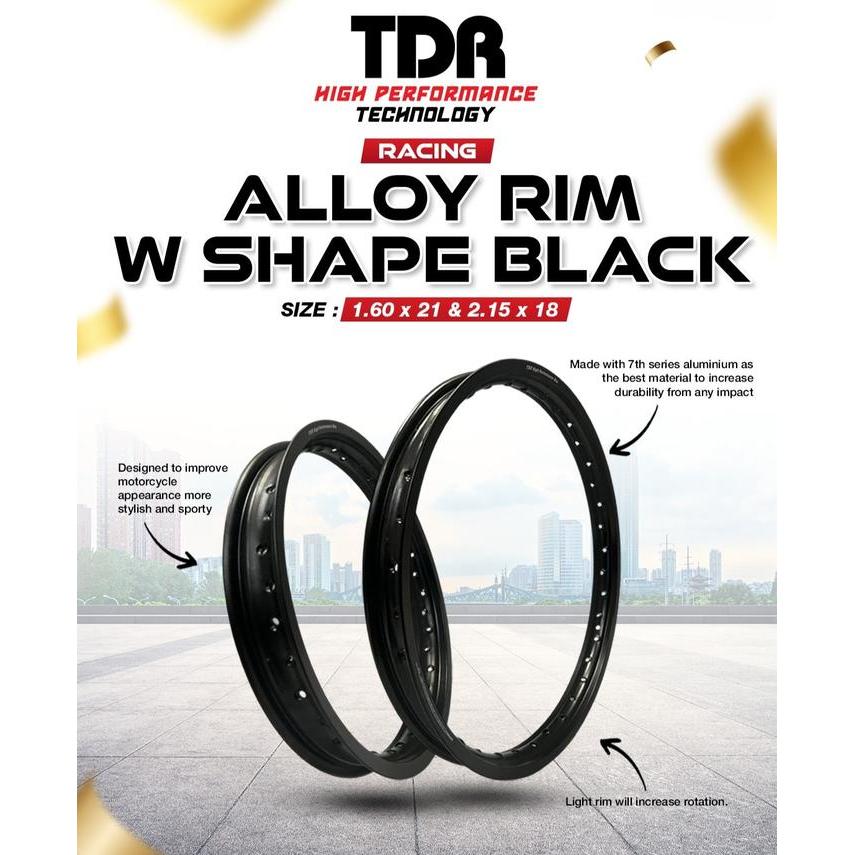 Tdr Velg W Shape Ring 18-215 Dan 21-160 Black Hitam Lingkar Motor Klx Crf Wr Kilat