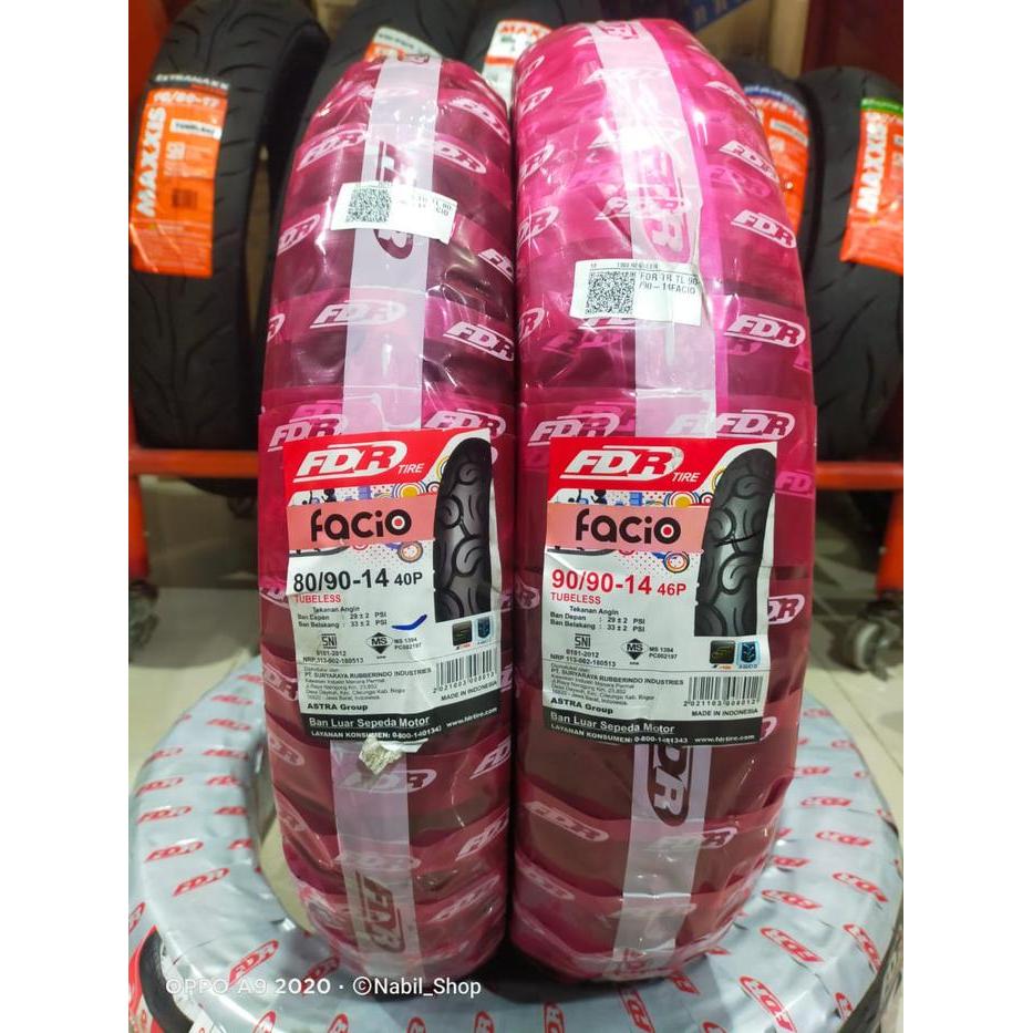 Ban Luar Motor FDR Facio Ring 14 80/90 90/90 Tubless FREE Pentil