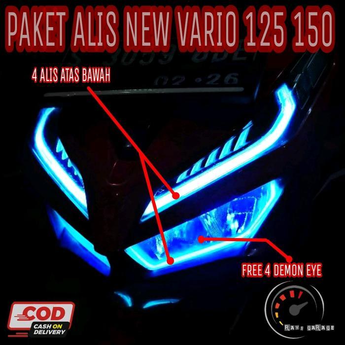 Paket 4 Alis Atas Bawah New Vario 125 150 Bonus 4 Demon Eye No Bintik Lampu Led Vario 30Cm Hemat