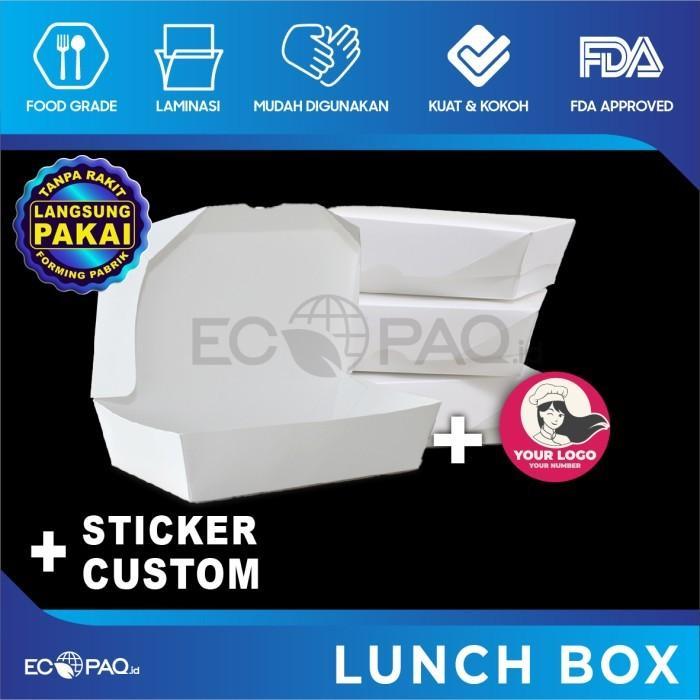 Paket Combo LUNCH BOX PAPER + Stiker Logo Custom