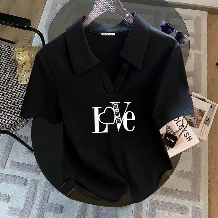 Kaos Crop Top Polo Shirt Wanita/Crop Top Polos/Kaos Wanita/T-shirt Kerah Polos//Kaos Crop Top Baju