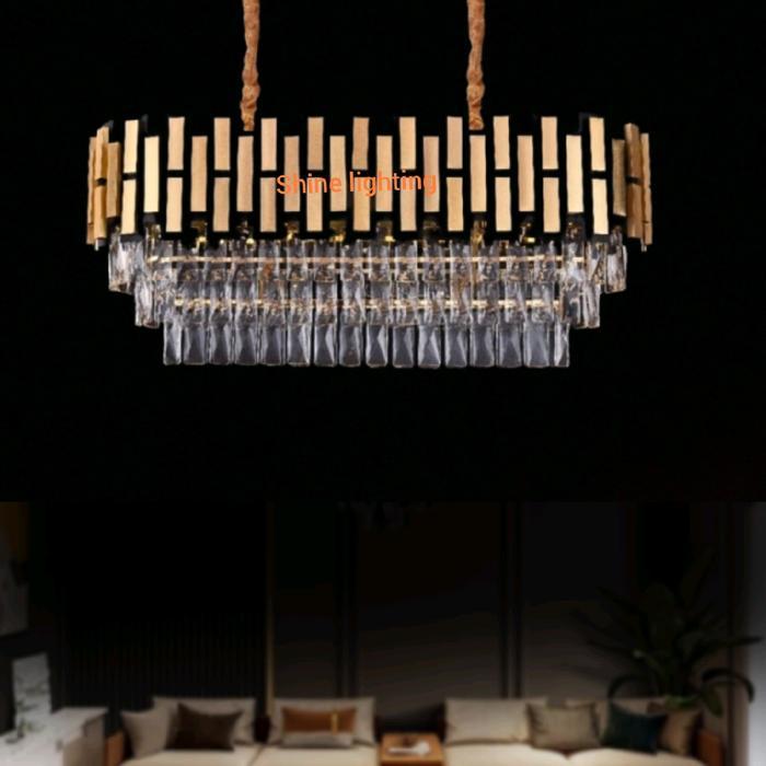 Lampu gantung frame kristal modern gold ruang tamu ruang makan