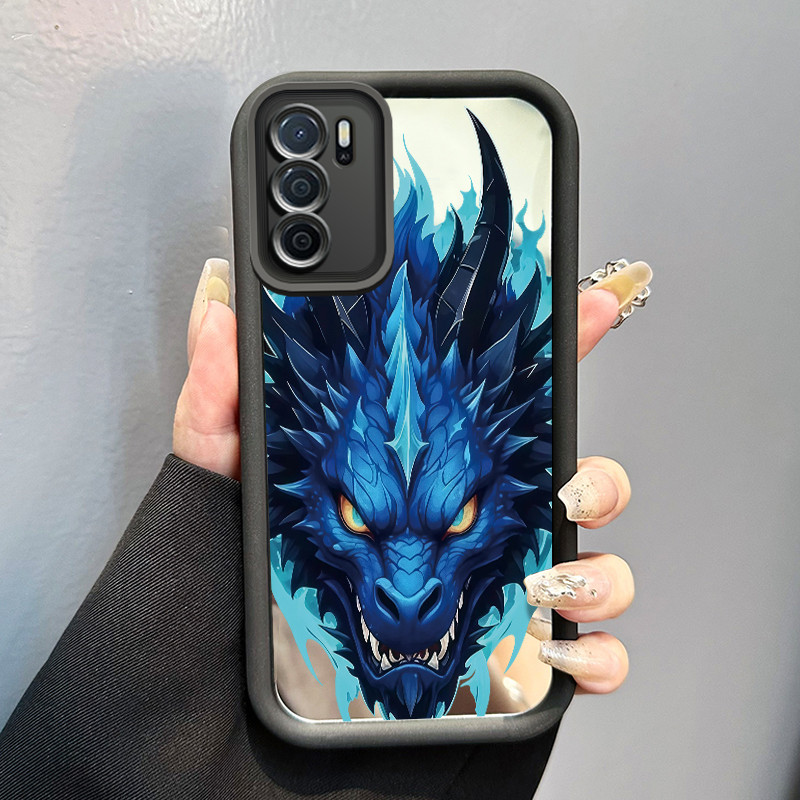 Casing Hp OPPO A16 OPPO A16s OPPO A54s Case Naga Es Biru Cermin Kasing silikon Cesing Originals Insp