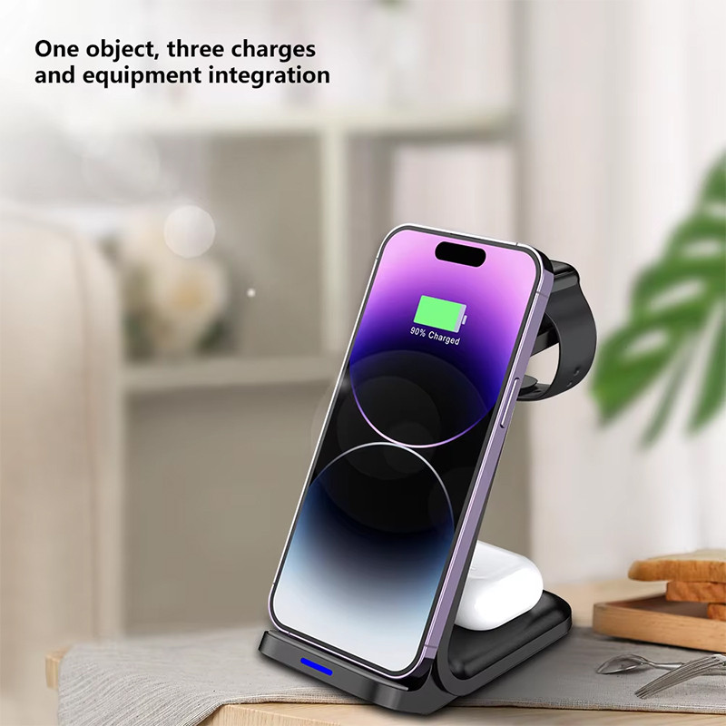 30W 3-In-1 Wireless Charger Stand Dock For iPhone Samsung Xiaomi OPPO Apple Watch 8 7 AirPods