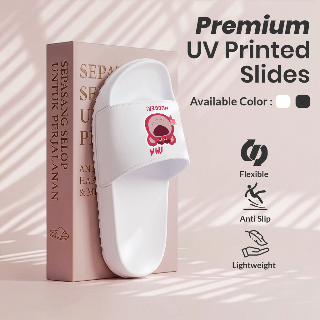 Sandal Sendal Wanita Kartun Beruang Lotso Untuk Sehari-hari Outdoor Fleksibel Premium Tahan Air Ring