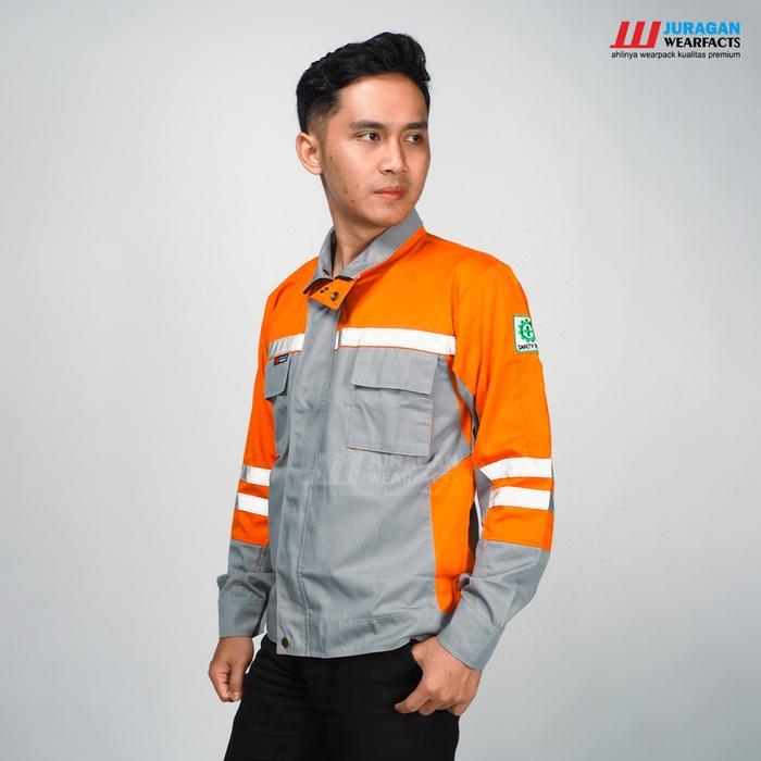 [Cod] Wearpack Safety Baju Seragam Kerja Atasan Panjang Pria Wanita Model Semi Jaket Warna Orange
