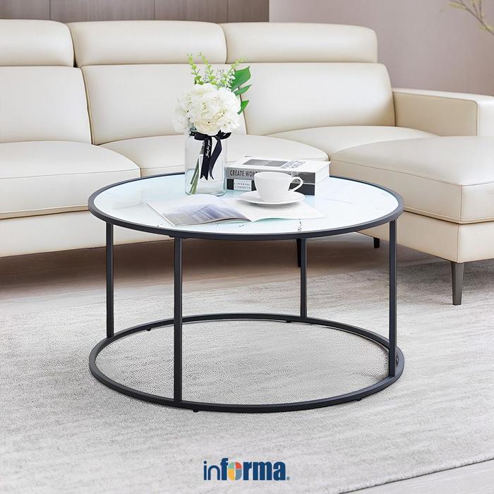 Informa Milton Meja Tamu - Putih Meja Sofa Meja Kopi Ruang Keluarga Samping