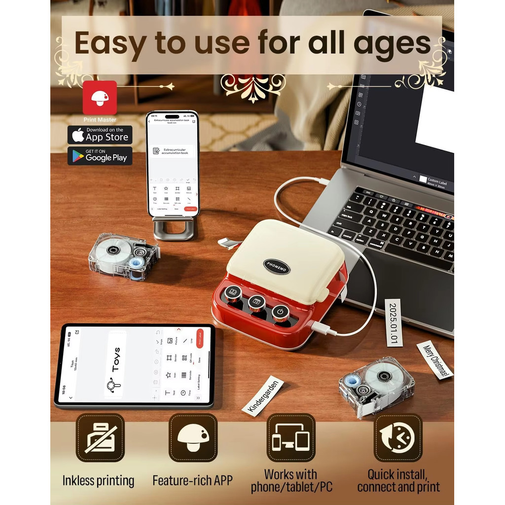 Phomemo P15 Label Printer Gift Label Printer Ribbon Label Printer Bluetooth-enabled Printing
