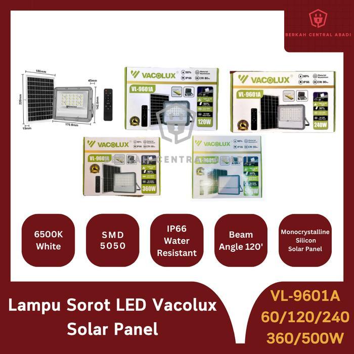 [] Lampu Sorot Solar Vacolux 60 120 240 360 500 Watt SMD LED Solar Panel Flood Light Tenaga Surya