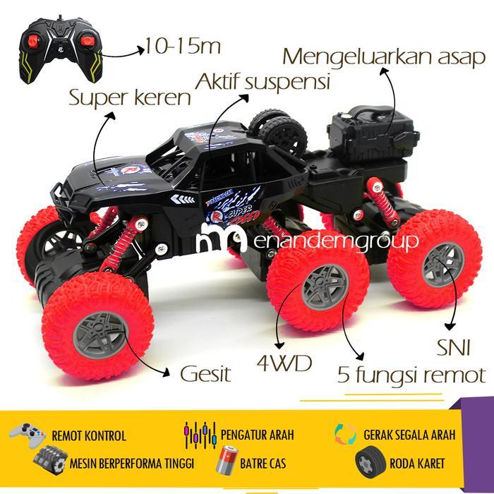 Mainan Mobil Remot Kontrol Rc Offroad Climbing 6 Roda 4Wd Keluar Uap