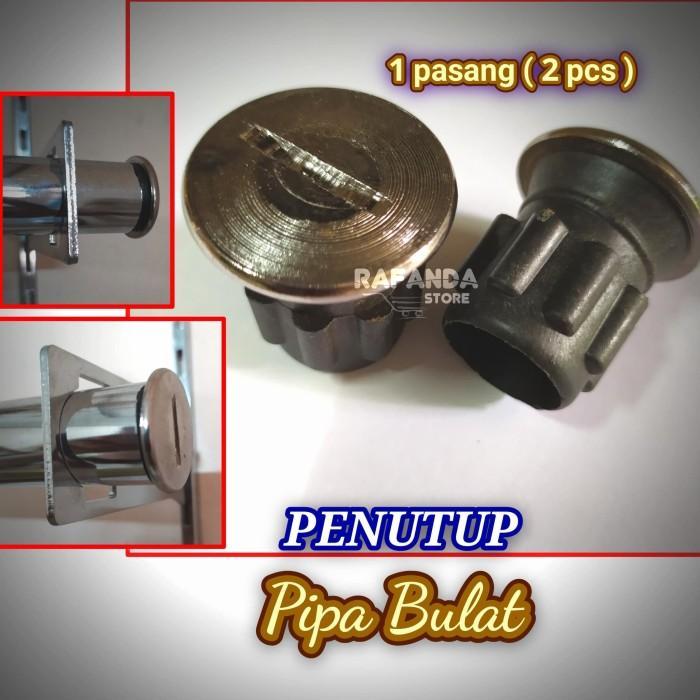 Sepasang Penutup Pipa Bulat Gantungan Baju Besi Hollow Pipa Stainless