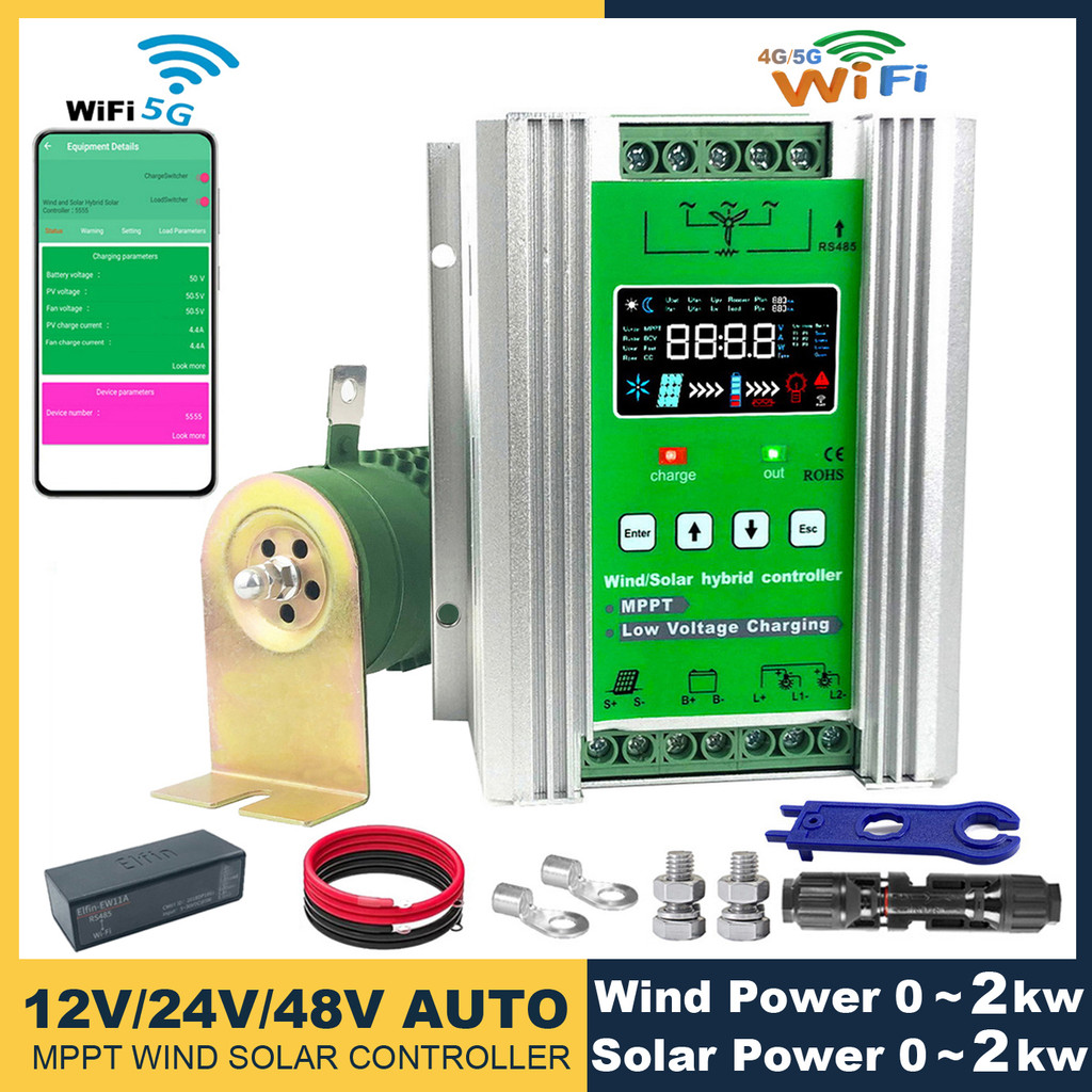 12V 24V 48V 3000W Wind Solar Hybrid Charge Controller, MPPT Charge for Solar Panel Wind Turbine, for
