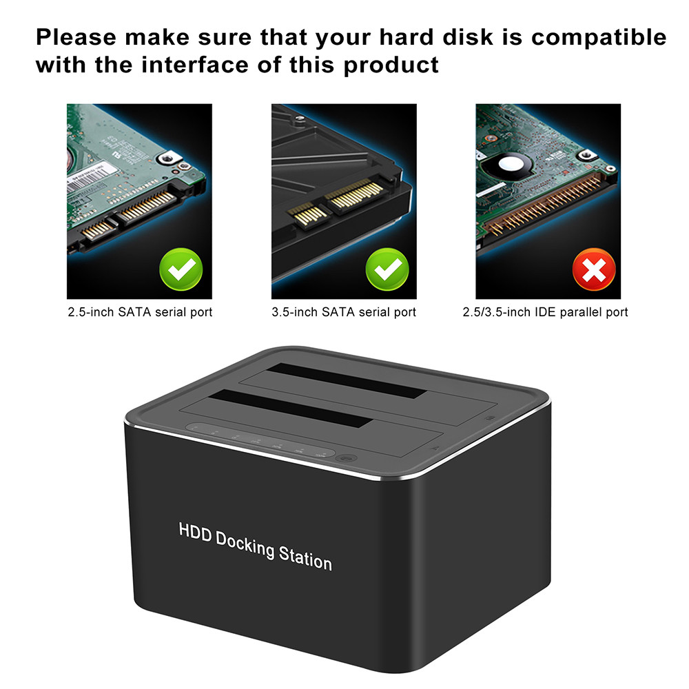 USB 3.0 To SATA Dual Slot External HDD Docking Station SATA Dual HDD Dock Mobile HDD Enclosure