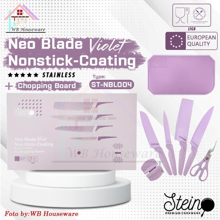 Stein Steincookware Neo Blade Stainless Steel Knives Set Violet /Non Stick Knife Alat Masak Pisau