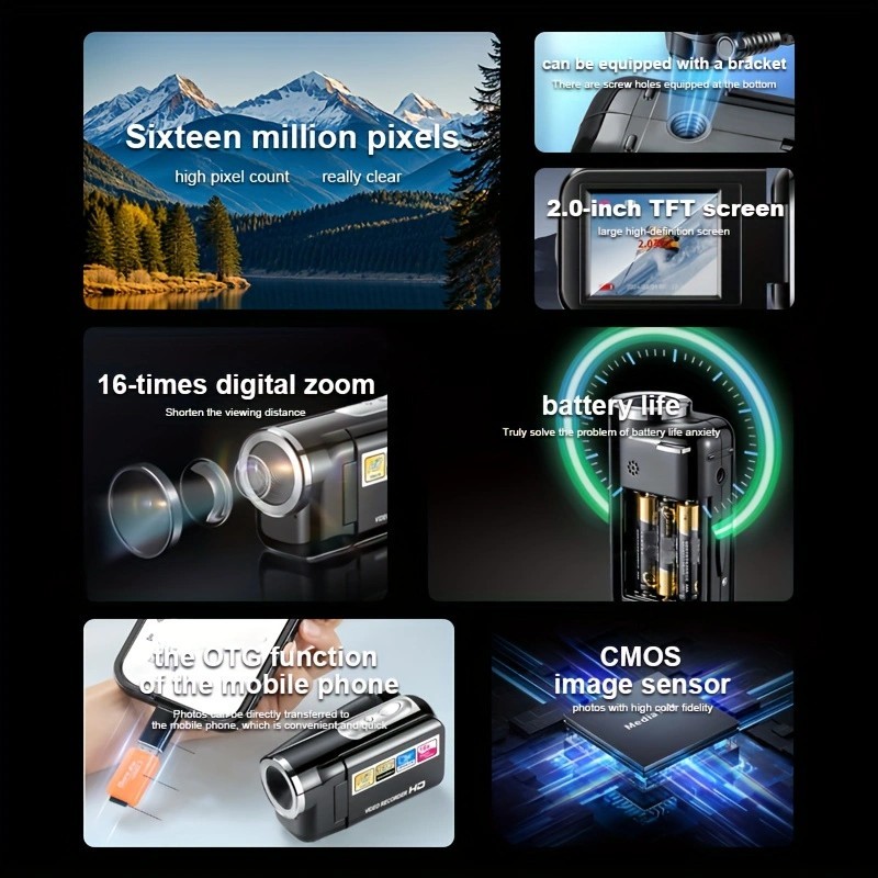 2026HD Camera 1080P 16MP Digital Camera Recorder HD Video Camcorder