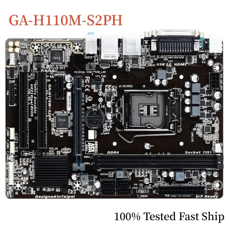 For Gigabyte GA-H110M-S2PH Motherboard H110 32GB LGA 1151 DDR4 Micro ATX Mainboard 100% Tested Fast