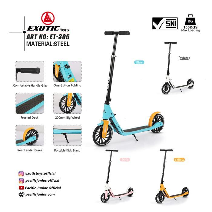 Exotic Toys SCOOTER SKUTER EXOTIC BY PACIFIC BIKE HB312 W/Susp Roda PU Besar 200mm Mudah Lipat Rem