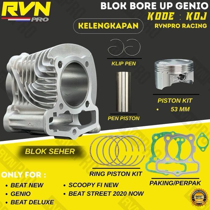BLOK SEHER BORING BORE UP GENIO BEAT NEW BEAT LED BEAT DELUXE BEAT STREET SCOOPY FI NEW 53MM RACING