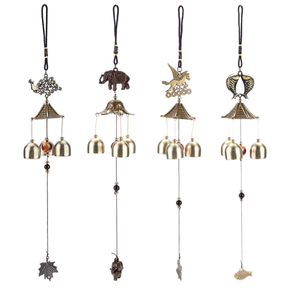 Metal Copper Wind Chime Pendant Door Decoration Alloy Bell Feng Shui Pendant Town House Lucky Cat Ca