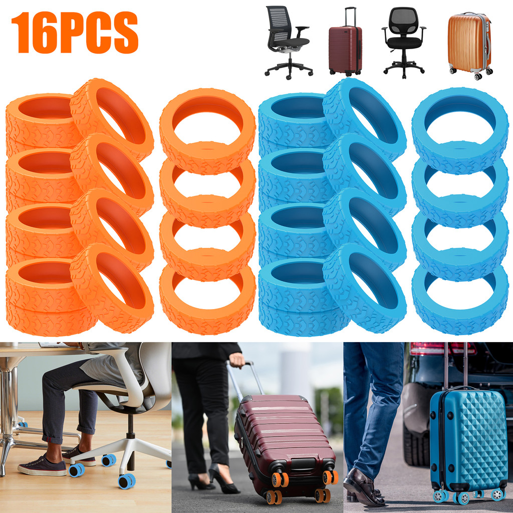 16pcs Silicone Wheels Protector Luggage Wheels Caster For Luggage Reduce Noise Travel Luggage Wheels