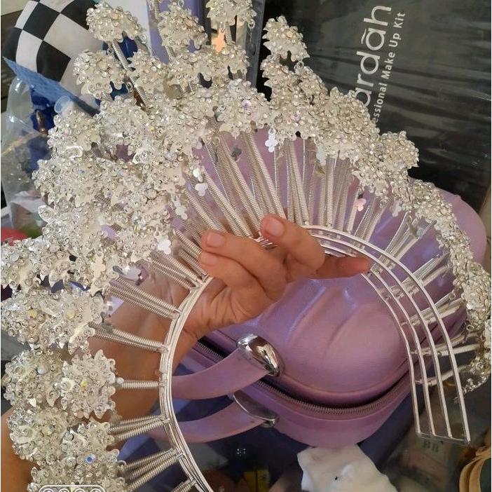 HAFIZAH Sunting Melayu Bando Pengantin Adat Bugis Mahkota Gold & Silver 35cm x 31cm 67 Kembang