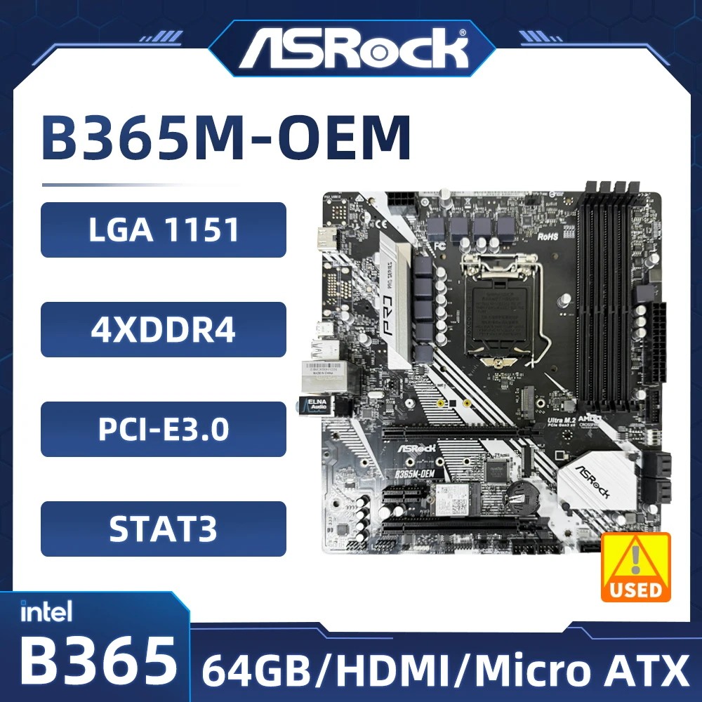 ASRock B365M-OEM Motherboard Intel B365 LGA 1151 DDR4 support Core i5-8600 Core i7-9700F i5-9400F