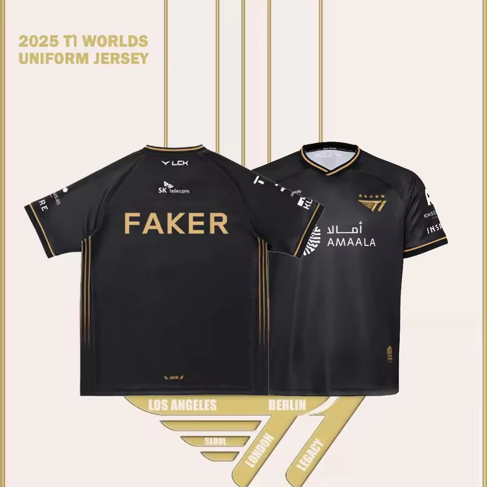 2025 New T1 SKT1 Esports Club Team Uniform Faker Keria Fans Tshirt League Of Legends World Finals