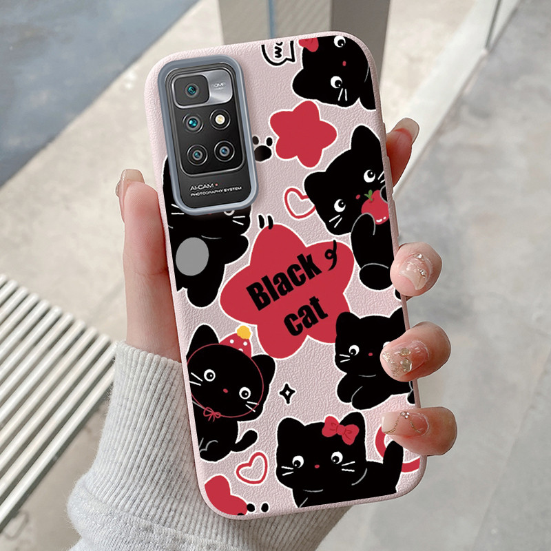 Casing Hp untuk Xiaomi Redmi 10 Redmi 10 Prime Case Casing pola kucing hitam Kasing Kesing HP gengga