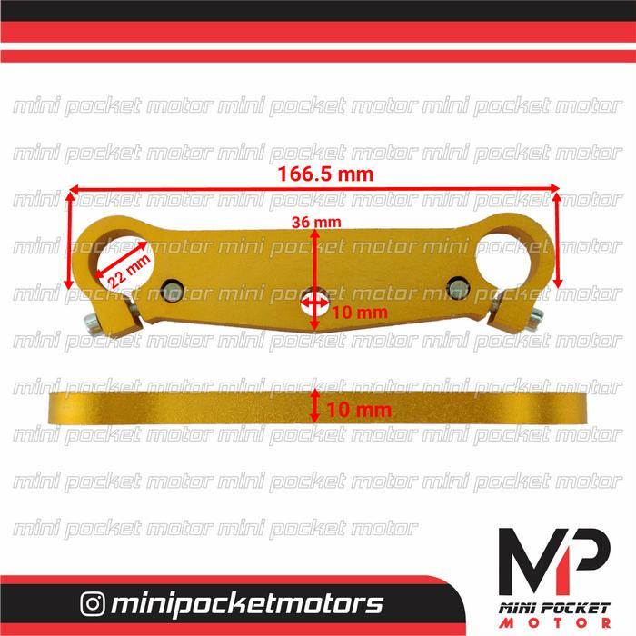 Segitiga Shock Depan Mini Gp Cnc Warna Allumunium Tebal 10 Mm Gold