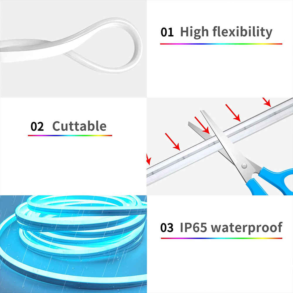 Tuya WiFi Tuya ZigBee RGB Neon LED Strip Light IP67 Waterproof DIY 5V USB Neon Strip Tuya App Remote