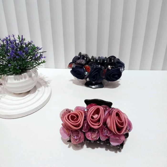 Jepit rambut jaring hairnet wanita elegan jepit sanggul pramugari SPG