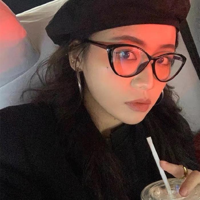 D - Kacamataa Cat Eye Anti Radiasi Korea Wanita Leopard hitam Eyewear Glasses kacamata