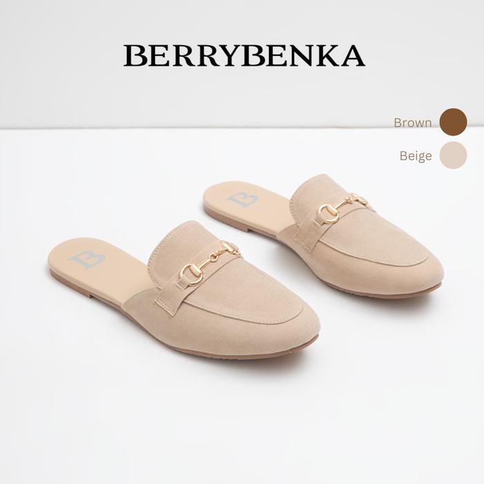 Berrybenka - Sepatu Flatshoes Wanita Sofia Fellice Emblished Mules Shoes