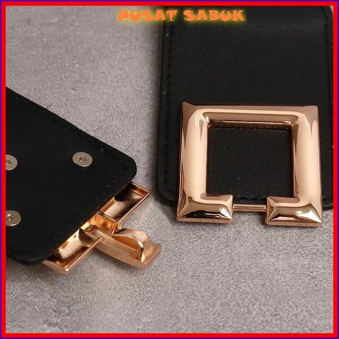 ORIGINAL Ikat Pinggang Gesper Sabuk Belt Lebar Wanita Korea Obi Fashion Cewek Gasper besar Hitam