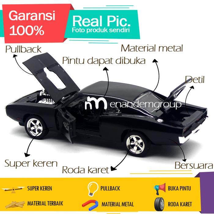 Miniauto Diecast Miniatur Mainan Mobil Metal Dodge Charger 1/32