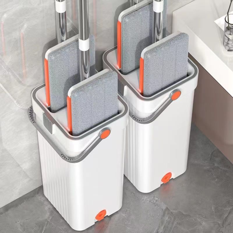 360 Spin Mop Floor Square Big Size 40cm With Bucket Set Hand Free Mop Microfiber For Home Living