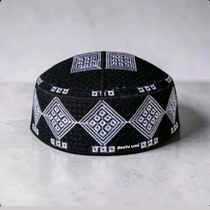 Peci Kopiah Pakistan Bordir Motif Terbaru Peci Songkok Pria Dewasa Muslim Topi Haji Hitam Putih