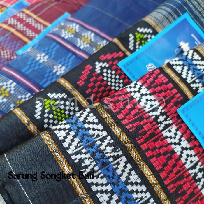 Sarung Pria Songket Bali Lombok / Sarung Dewasa Murah Terlaris Motif Garis Kombinasi Hitam