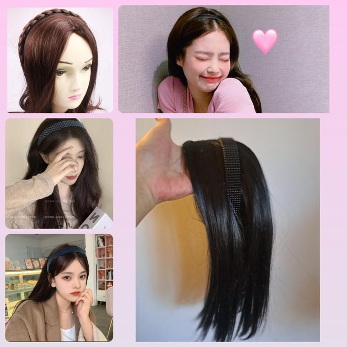 WIG TOUPEE BANDO PONI PANJANG TOUPEE BELAH TENGAH PREMIUM KOREAN STYLE