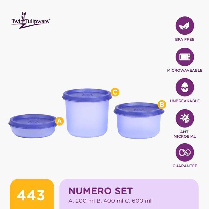 Toples Makanan Twin Tulipware Numero Set