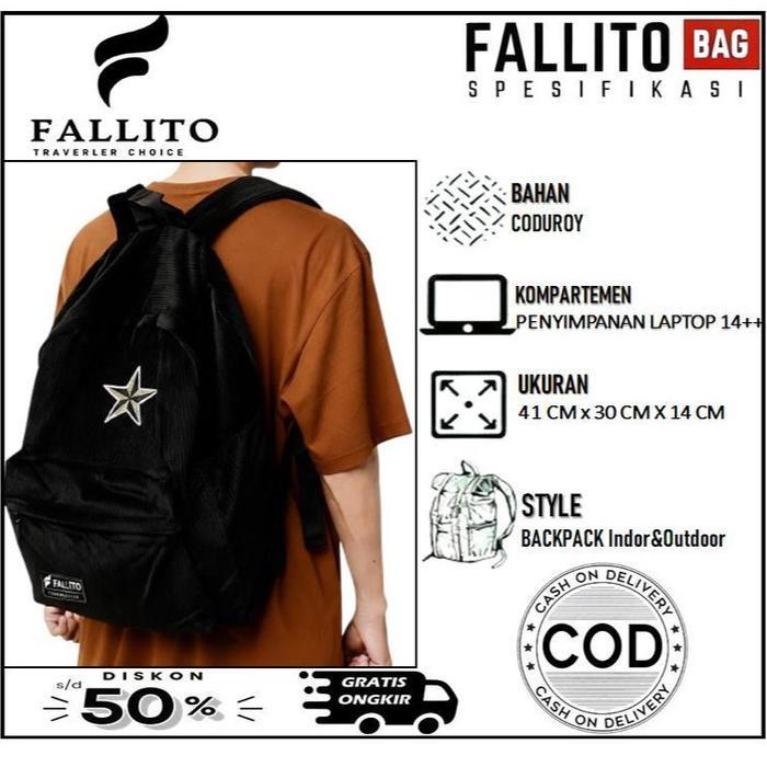 Eiger - Tas Ransel Corduroy Tas Sekolah & Laptop Pria Wanita 33X17X45Cm Slot 14 Inci Anti Air