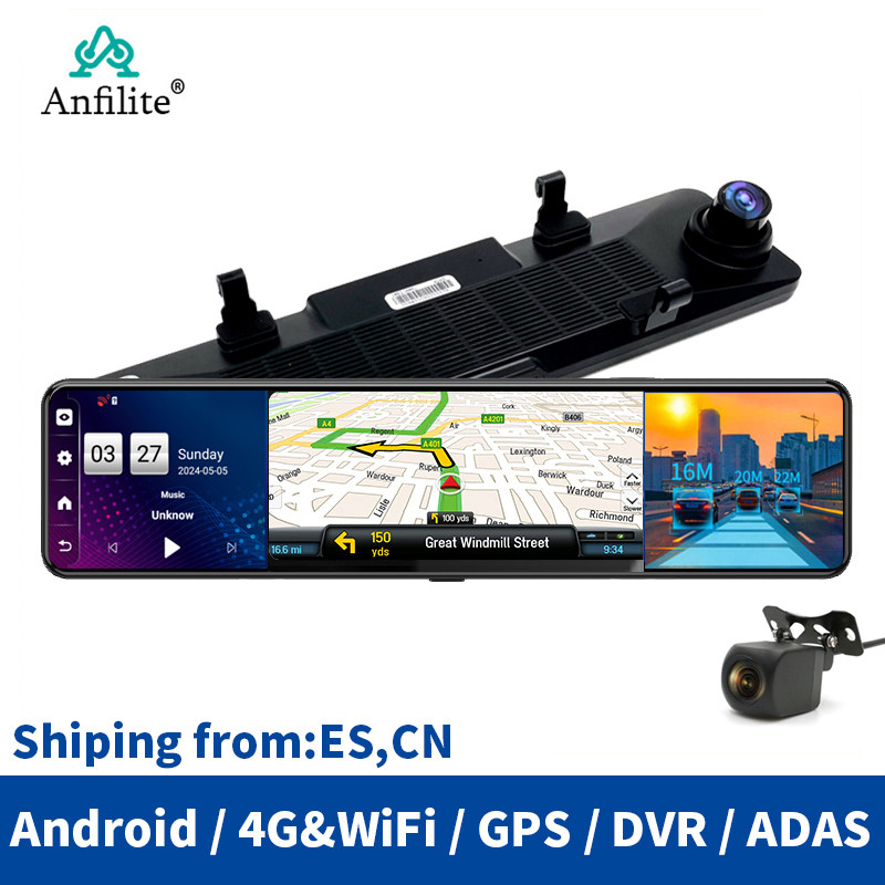 12" Android 8.1 Car DVR 1080P Rear View Mirror 4G ADAS Dash Cam Camera 4GB+32GB Video Recorder GPS n